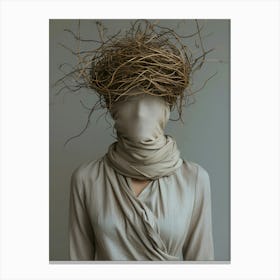 Woman With Twigs On Her Head Canvas Print