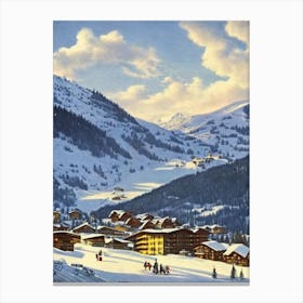 Laax, Switzerland Ski Resort Vintage Landscape 2 Skiing Poster Canvas Print