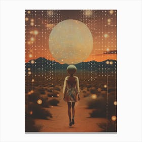 Woman roaming a cosmic desert 2 Canvas Print