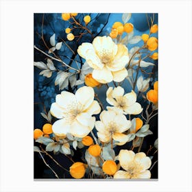 White And Yellow Flowers nature illustration Canvas Print