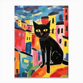 Painting Of A Cat In Girona Spain Canvas Print