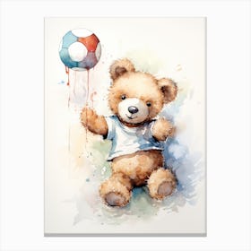 Volleyball Teddy Bear Painting Watercolour 4 Canvas Print