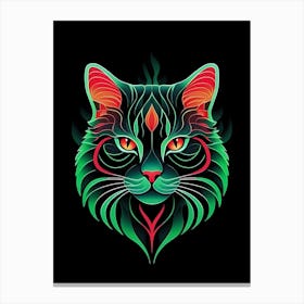 Neon Cat Portrait (9) Canvas Print