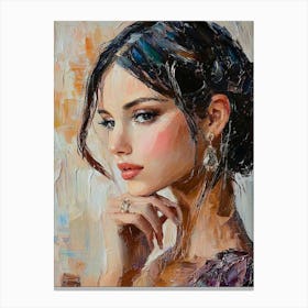 Beautiful Attractive Young Woman Holding A Glass Of Wine Canvas Print