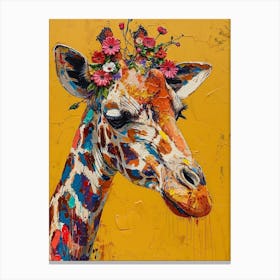 Floral Textured Giraffe 1 Canvas Print