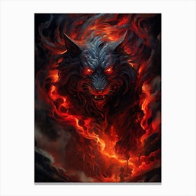 Wolf In Flames 5 Canvas Print