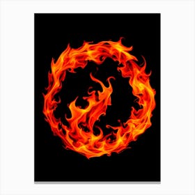 Fire Circle On Black Background Canvas Print