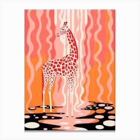 Swirl Pattern Giraffe Pink & Orange 1 Canvas Print