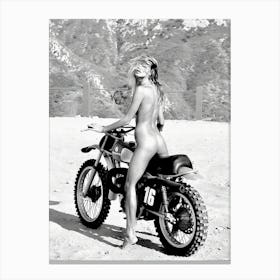 Nude Woman On Motorcycle Feminist Canvas Print