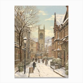 Vintage Winter Illustration Manchester United Kingdom Canvas Print