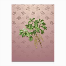 Vintage Bear Oak Botanical on Dusty Pink Pattern n.2224 Canvas Print