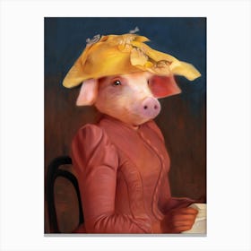 Lady Margaret The Tasteful Piggy Pet Portraits Canvas Print