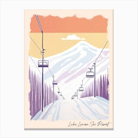 Poster Of Lake Louise Ski Resort   Alberta, Canada, Ski Resort Pastel Colours Illustration 3 Canvas Print
