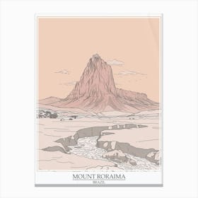 Mount Roraima Venezuela Brazil Color Line Drawing 5 Poster Canvas Print