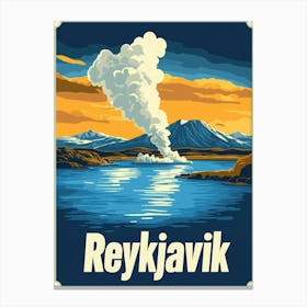 Aihrgdesign A Retro Travel Poster For Reykjavik Featuring The A60e9d07 D7e2 4ad5 Ae9b 4ab9c4a3f91c 2 Canvas Print