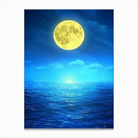 Full Moon Over The Ocean Canvas Print