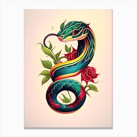 Vine Snake Tattoo Style Canvas Print