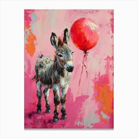 Cute Donkey 1 With Balloon Canvas Print