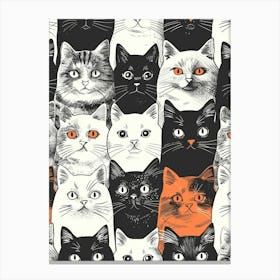 Perfectly Repeatable Artwork With Cute Cat Faces 10 Canvas Print