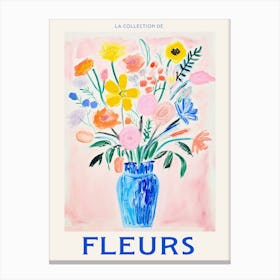 French Flower Poster Flax Flower Canvas Print