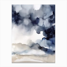 Watercolour Abstract Navy And Grey 4 Canvas Print