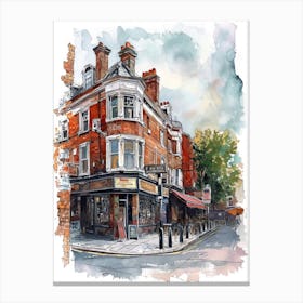 Redbridge London Borough   Street Watercolour 1 Canvas Print