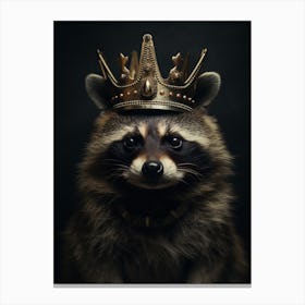 Vintage Portrait Of A Honduran Raccoon Wearing A Crown 1 Canvas Print