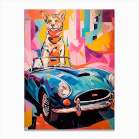 Shelby Cobra Vintage Car With A Cat, Matisse Style Painting Canvas Print