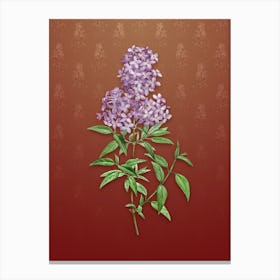Vintage Persian Lilac Botanical on Falu Red Pattern n.1312 Canvas Print