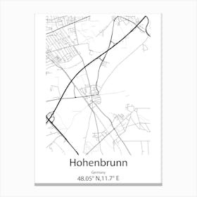 Hohenbrunn,Germany Minimalist Map Canvas Print