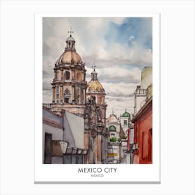 Mexico City 3 Watercolour Travel Poster Canvas Print