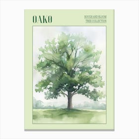 Oak Tree Atmospheric Watercolour Painting 10 Poster Canvas Print