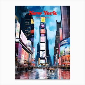 New York United States Times Square Modern Travel Illustration Canvas Print