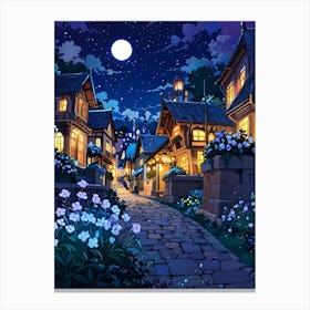 Night In A Village Canvas Print