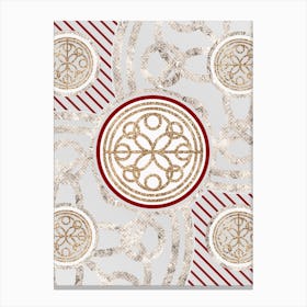 Geometric Abstract Glyph in Festive Gold Silver and Red n.0086 Canvas Print