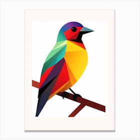 Colourful Geometric Bird Cowbird 1 Canvas Print