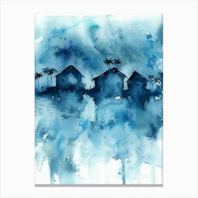 Watercolor Of Houses Canvas Print