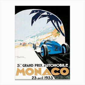 Vintage Monaco 23 Avril 1933 Canvas Print