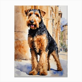 Airedale Terriers Dog Canvas Print