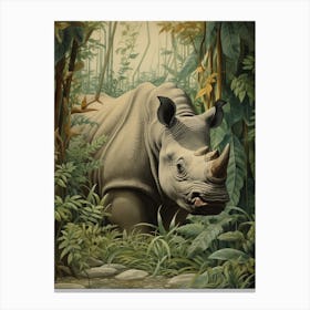 Rhino Deep In The Nature 7 Canvas Print