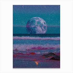 Blue Sparkly Moon Collage Canvas Print