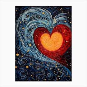 Van Gogh Inspired Heart Swirls 1 Canvas Print