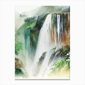Ban Gioc–Detian Falls, Vietnam And China Water Colour  (3) Canvas Print