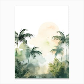 Watercolour Of El Yunque National Forest   Puerto Rico Usa 1 Canvas Print