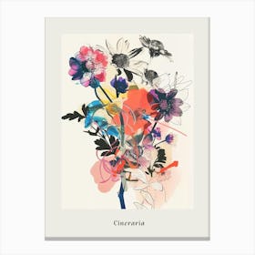 Cineraria 1 Collage Flower Bouquet Poster Canvas Print