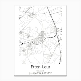 Etten Leur,Netherlands Minimalist Map Canvas Print