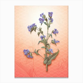 Commelina Tuberosa Vintage Botanical in Peach Fuzz Hishi Diamond Pattern n.0270 Canvas Print