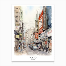 Tokyo Japan Watercolour Travel Poster 2 Canvas Print