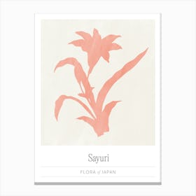 Japan Flower Market, Japandi Floral Silhouette in Coral Pink Canvas Print