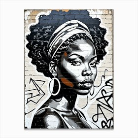 Vintage Graffiti Mural Of Beautiful Black Woman 131 Canvas Print